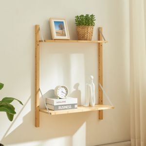 Tagère murale Tingvoll bambou 85 x 65 x 25 cm naturel [en.casa]