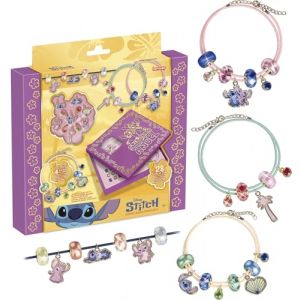 Lansay | Disney - Stitch – Coffret Bijoux ÉTINCELANTS | Kit Créatif Enfants avec Perles Brillantes, Charms Stitch & Angel et 4 Colliers à Personnaliser | Activité DIY et Cadeau Bijoux Dès 6 Ans