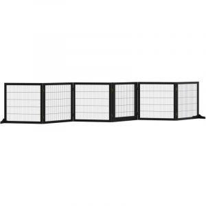 Pawhut Barri&egrave;re de s&eacute;curit&eacute; pour chien - pliable, 6 panneaux, autoportante, pieds de support amovibles - 432 x 36 x 70 cm - noir