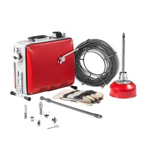 Furet D&eacute;boucheur Canalisations &Eacute;lectrique-VEVOR-400 W 1400 tr/min avec C&acirc;ble &agrave; Ressort Acier 20 m x 16 mm 5 m x 95 mm