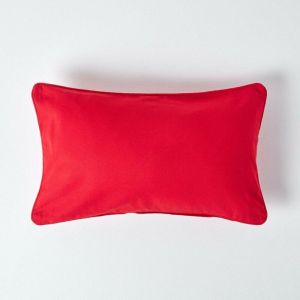 Homescapes - Housse de coussin Uni Rouge, 30 x 50 cm - Rouge