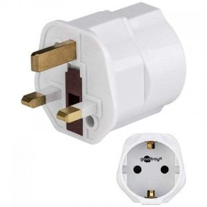 Goobay Adaptateur secteur UK, blanc - prise de contact de protection (type F, CEE 7/3) > prise UK 3 broches (type G, BS 1363)