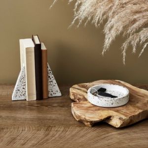 The home deco factory Vides poches SET VIDE POCHE ET SERRE- LIVRES TERRAZZO - Couleur Unique - Taille Blanc