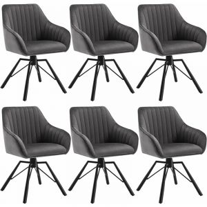 Chaise Salle à Manger Lot de 6.siège en Velours. Pieds en Métal. Chaise de Cuisine avec Dossier et Accoudoirs. Chaise Scandinave. Chaise Ergonomique.