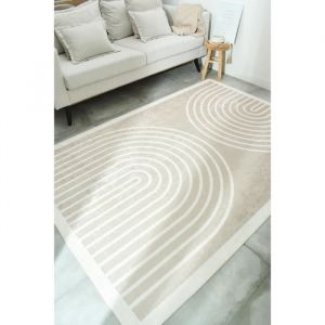 Nazar Tapis arc en ciel RUGS - 120x160 cm - Grege - Beige et Blanc