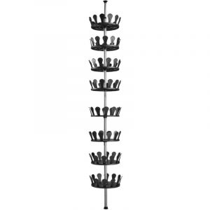 Carrousel à Chaussures XXL rotatif avec tige télescopique 8 niveaux pour 96 chaussures sol-plafond 2008240