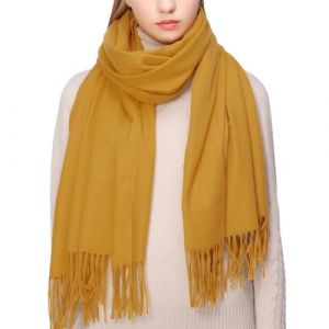 RIIQIICHY &Eacute;charpe D'hiver en Laine Cachemire Sensation de Chaleur Grande &Eacute;charpe Pashmina &Eacute;tole Pour Femmes,Jaune,Large
