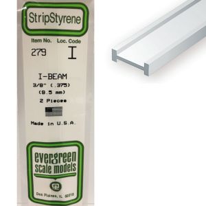 Evergreen Baguette profile en I en plastique 350 x 9,5 x 3,8 mm - 2 pcs