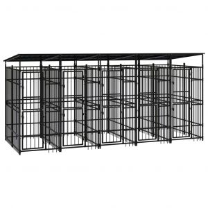 VidaXL Chenil d'extérieur avec toit pour chiens Acier 9,22 m²