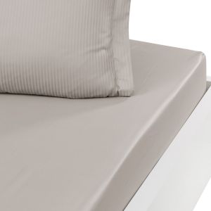 Sensei Maison - Drap Housse 140x190 cm Versailles - Satin de Coton 120 Fils/cm2 - Doux et Résistant - 100% Coton Peigné - Drap Housse Matelas Épais pour Lit 2 Places - Couleur Taupe