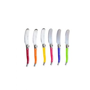 Laguiole Pradel Excellence - Set de 6 Couteaux à Beurre - Lames de 7 cm en Acier Inoxydable 2CR14 - Manches Colorés Effet Nacré en ABS - Ensemble Coutellerie Compatible Lave-Vaisselle - Boîte Couleur