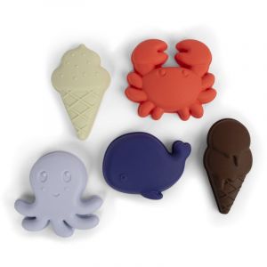 Filibabba Silicone Sand Toys Blue Mix jouet de bain 5 pcs