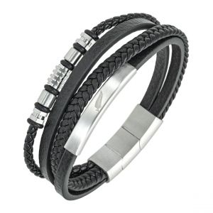 Bracelet Homme All Blacks Bijoux - 682330 Acier et Cuir