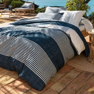 Drap plat bleu marine en coton 180x290 PLONGEON