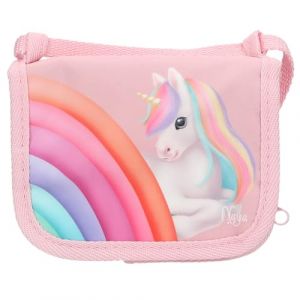 Depesche 13339 Ylvi Farbwolke - Sac à bandoulière Rose avec Motif Licorne et Arc-en-Ciel, Sac à bandoulière avec Fermeture Velcro et de Nombreux Compartiments