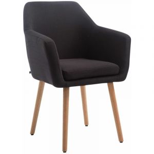 CLP Fauteuil De Salle A Manger Retro Ulysse en Tissu I Rembourr&eacute;e I Chaise Design Scandinave avec Accoudoirs Et Dossier Noir, Nature