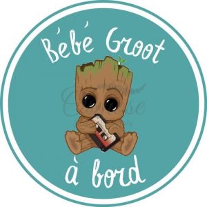 Image de Autocollant Bébé à Bord - Bébé Groot Bleu