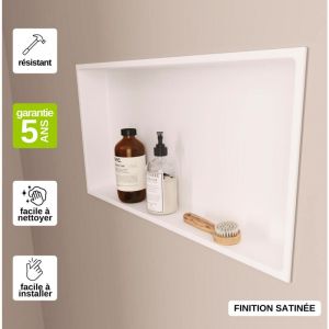 Sanizeo Niche de Douche, Rangement mural de Salle de Bain et Douche 30x60cm Blanc Satiné, nook by