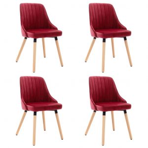 Image de VidaXL Chaises de salle ? manger 4 pcs Rouge bordeaux Velours