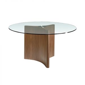 Table de salle à manger noyer et verre
