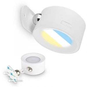 BRILONER Sticklights - Lampe murale sans électricité ni perçage avec batterie, tactile, dimmable, CCT, fixation magnétique amovible, applique murale sans fil, 9x7,5x4 cm, blanc