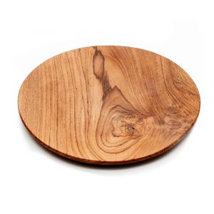 Assiette ronde en bois de teck XL - Bazar Bizar