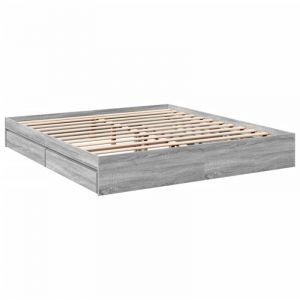 VidaXL Cadre De Lit À Tiroirs Sonoma Gris 180x200 Cm Bois D'ingénierie