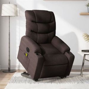 VidaXL Fauteuil de relaxation, massage, inclinable électrique réglable tissu marron foncé