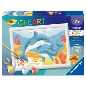 Ravensburger CreArt Kids 13x18cm &ndash; Num&eacute;ro d'Art &ndash; Dauphins et coraux &ndash; Kit de peinture par num&eacute;ros &ndash; Des 7 ans &ndash; 12023220
