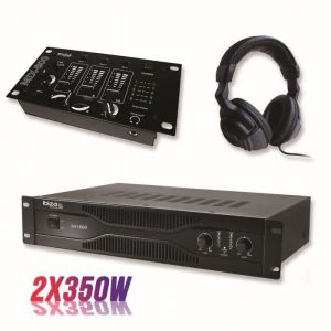 Ibiza Sound Pack sonorisation amplificateur 700W SA1000 + Table de mixage 3 voies 5 entr&eacute;es + Casque