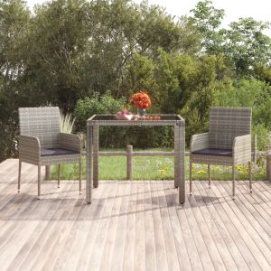 VidaXL 319886 Chaises de jardin avec coussins 2 pcs R&eacute;sine tress&eacute;e Gris