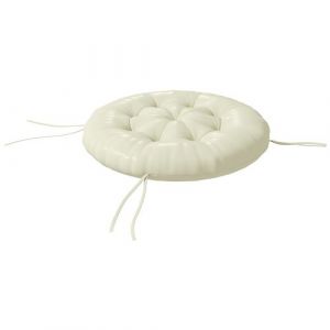 Outsunny Coussin de chaise de jardin - coussin rond capitonné Ø 80 x 10H cm avec attaches - polyester blanc cassé