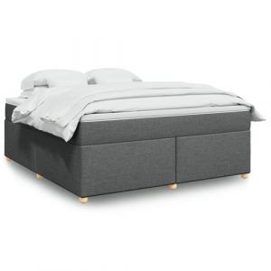 VidaXL Sommier &agrave; lattes de lit avec matelas Gris fonc&eacute; 180x200cm Tissu