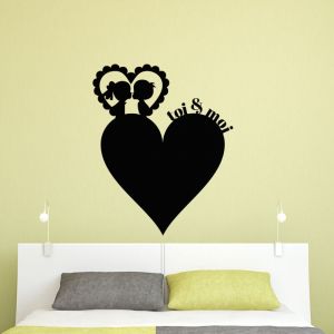 Ambiance Sticker Ardoise Tableau Noir - Stickers Muraux Adhésif Effaçable - Coeur Toi & Moi - H20 x L15 cm
