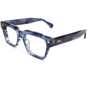 Xlab Unisex FIJI Montures optiques Acétate Bleu rayé Carré Anti-lumière bleue