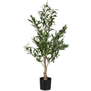 Relaxdays Olivier Artificiel, Arbre décoratif, détails réalistes, H x D : 90 x 50 cm, Vert et Marron