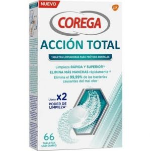 Corega Acción Total Limpiador Limpieza Prótesis Dental 66comp