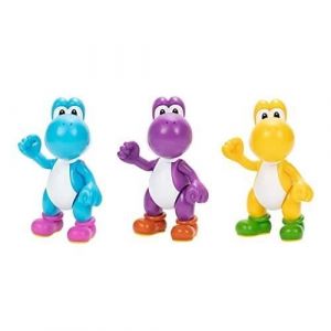 Super Mario Nintendo Yoshi Lot de 3 Figurines d'action Authentiques de 10 cm Comprenant Yoshi Jaune, Yoshi Violet et Yoshi Bleu Clair, idéal pour Les Enfants de 3 Ans et Plus