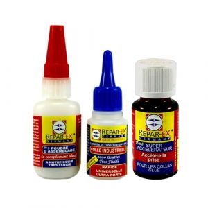 Kit Colle Industrielle Repar-eX 20g + 30g Poudre + 15ml Acc&eacute;l&eacute;rateur - S&eacute;chage Rapide