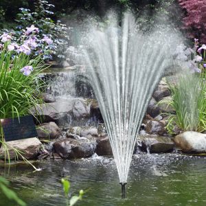 Deuba Pompe &agrave; eau solaire fontaine panneau solaire 160L/h 4 diffuseurs - D&eacute;marrage automatique - Fontaine Jardin Bassin Marre