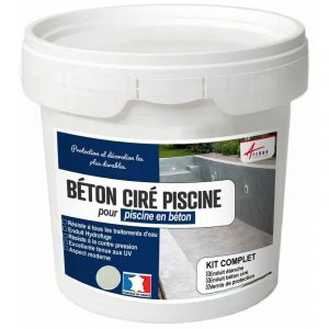 Arcane industries Enduit B&eacute;ton Cir&eacute; - Sp&eacute;cial Piscine B&eacute;tonn&eacute;e - Griset - Gris clair - Kit de 16m&sup2;