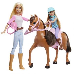 Image de Mattel Et Stacie Sœurs à Cheval Jeu avec Cheval et Selle de 2, avec équitation, Jouet et Cadeau pour Enfants 3+ Ans, GXD65