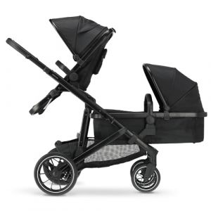 Deryan Evy V2 Pram 2in1 - Poussette Duo - Extensible avec nacelle et si&egrave;ge - Noir