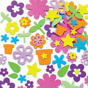 Baker Ross EK324 Autocollants en Mousse Auto-Adhésifs pour Jardin de Fleurs - Paquet de 200, pour que les Enfants Décore Collage, Cartes et Artisanat