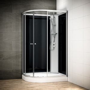 Image de Cabine douche 70 x 90 SILVER Noir asymétrique droite