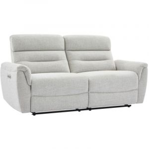Vente-unique - Canapé 3 places relax électrique en tissu texturé gris clair brevio
