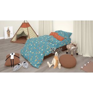Vitality Pur - Indian Village R Housse de couette enfant - 140x200/220 cm - Taie d'oreiller 60x70 cm incluse - 100% Coton