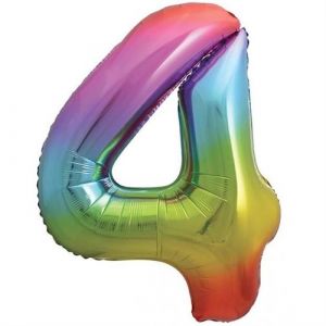 1 Ballon al ini multicolore de 36cm chiffre 4 pour fête d'anniversaire REF/BALMMC04