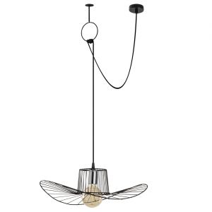 Suspension filaire en m&eacute;tal &agrave; hauteur r&eacute;glable tellia L 110 cm x h 40/122 cm Noir Noir