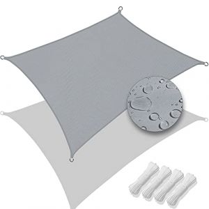 VOUNOT Voile d'ombrage Rectangulaire Imperméable Protection UV 95% en Polyester Résistant et Respirant pour Jardin Terrasse avec Corde 3x5m Gris